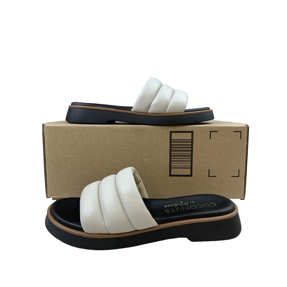 Coconuts by Matisse Sandals Slides Slip On Gray Leather Women's Sz 8 M